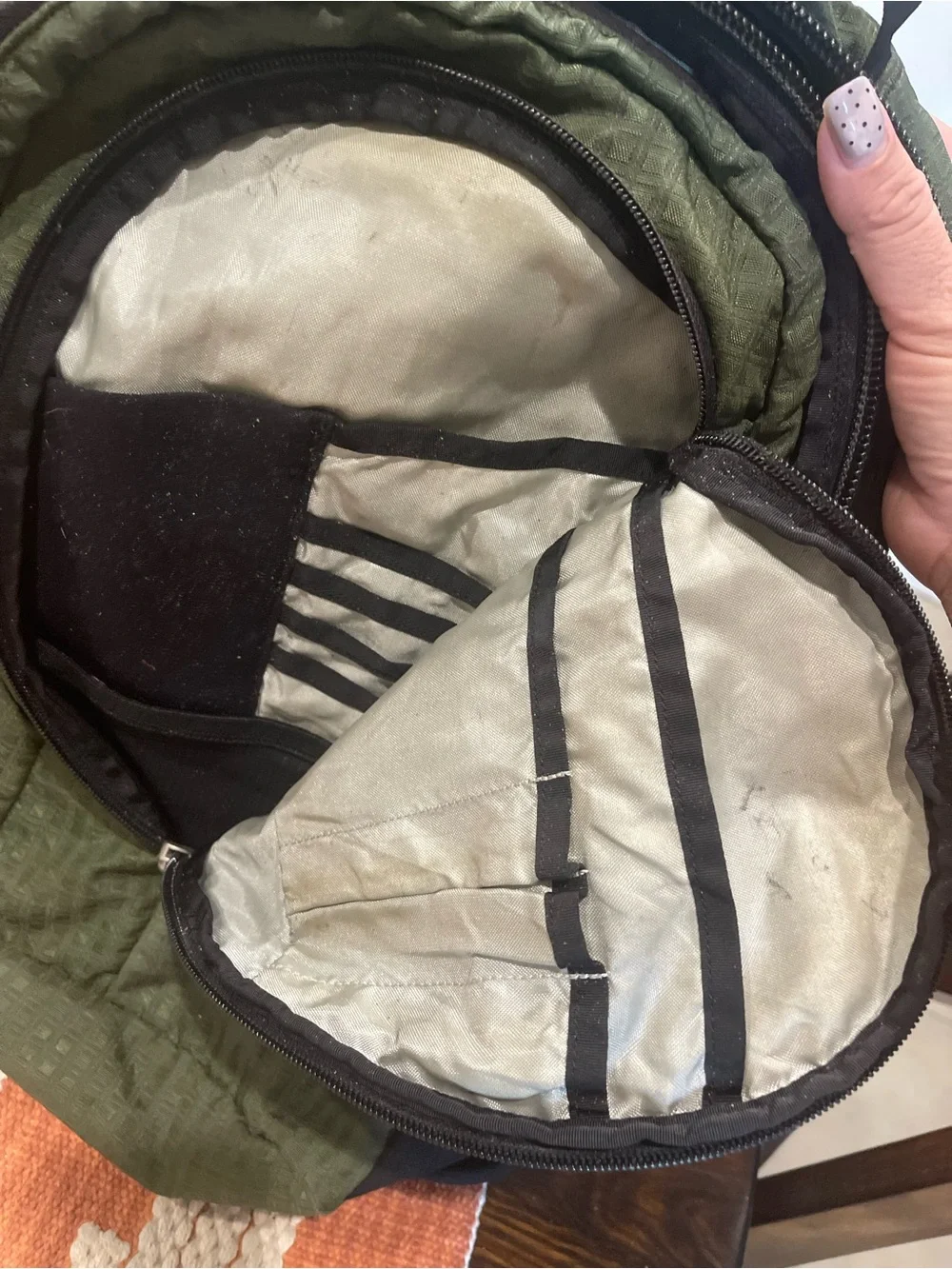 Patagonia Olive Green Ripstop Backpack with Black Accents